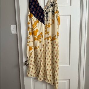 Floral Patchwork Dress in Cream and Yellow Anthro Brand Plenty